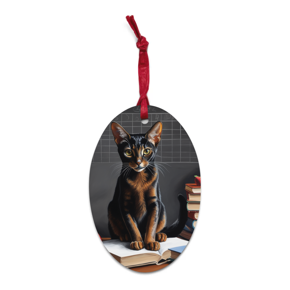 PugMug Custom Black Abyssinian Cat Wooden Ornament