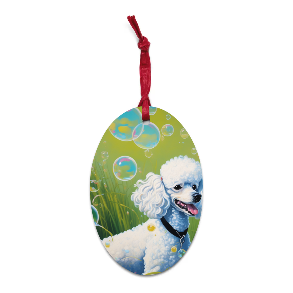 PugMug Custom White Poodle Wooden Ornament