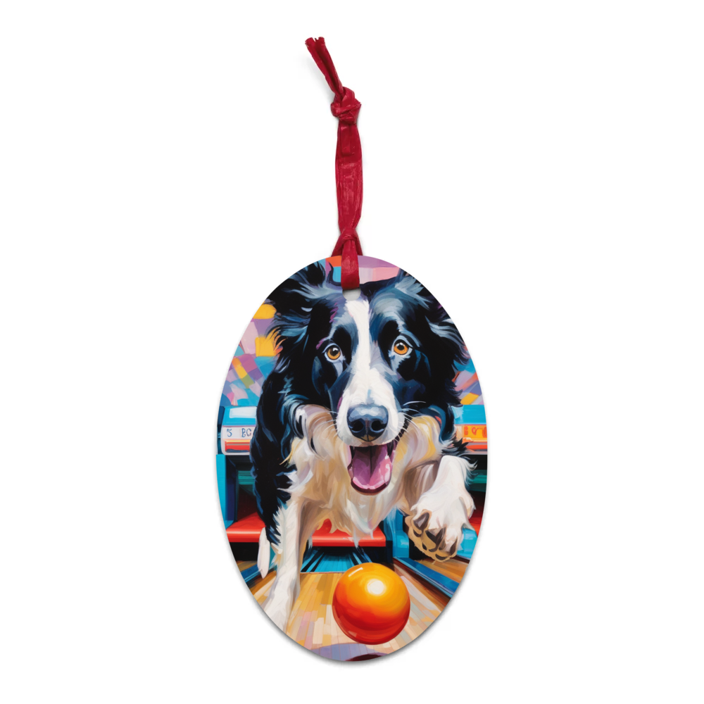 PugMug Custom Border Collie Wooden Ornament