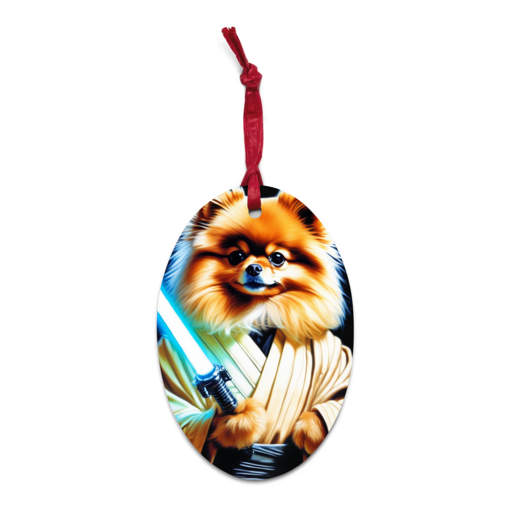 PugMug Custom Tan Pomeranian Wooden Ornament