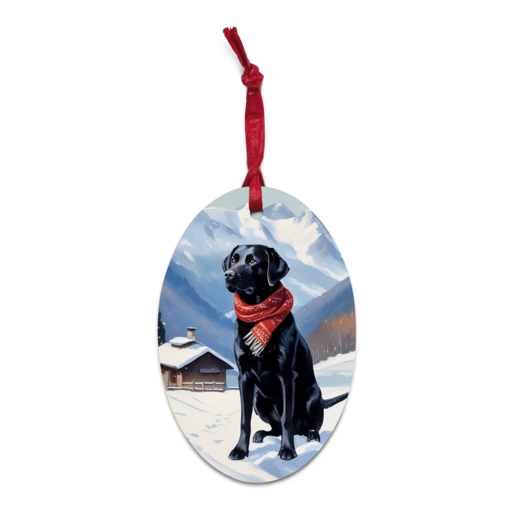 PugMug Custom Black Labrador Retriever Wooden Ornament