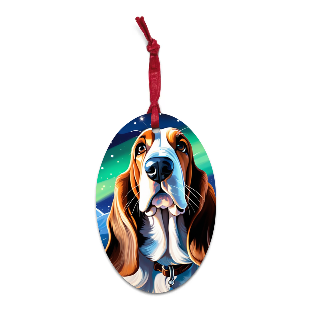 PugMug Custom Basset Hound Wooden Ornament