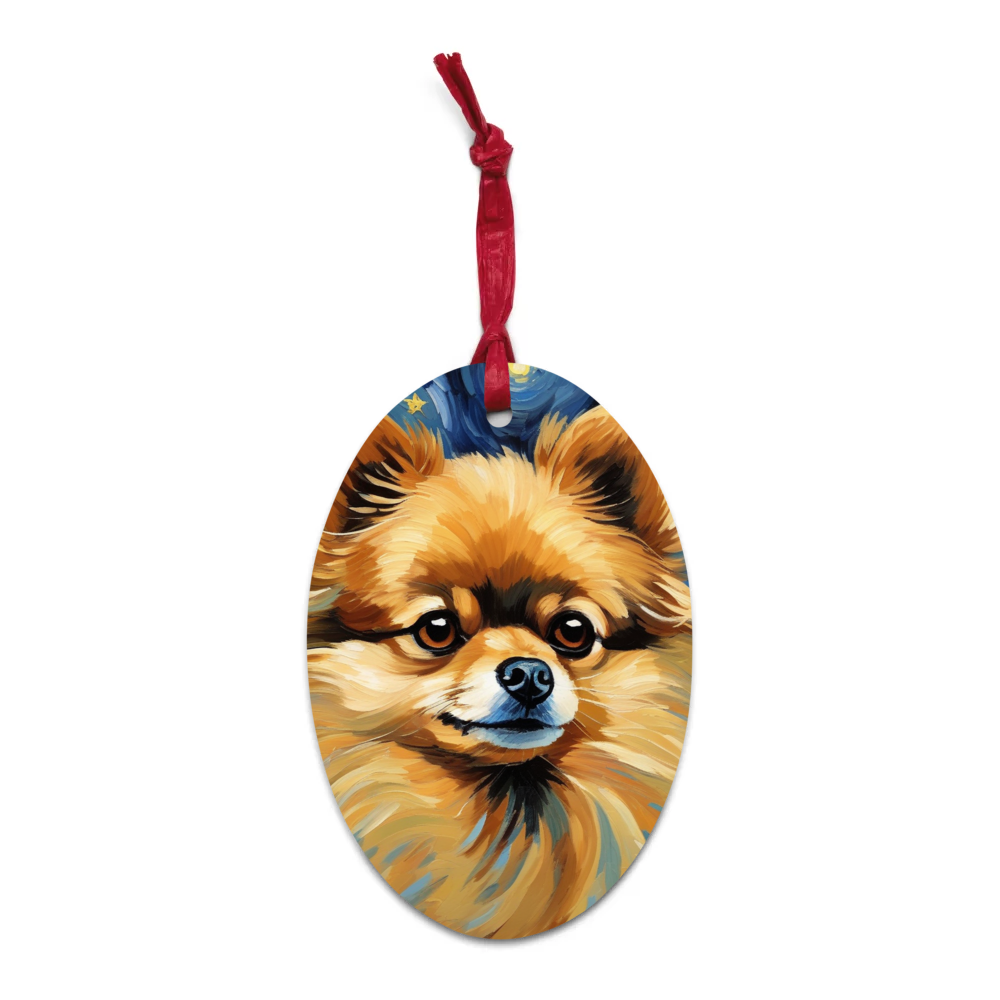 PugMug Custom Tan Pomeranian Wooden Ornament