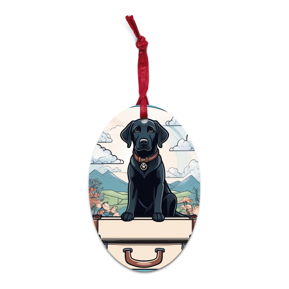 PugMug Custom Black Labrador Retriever Wooden Ornament