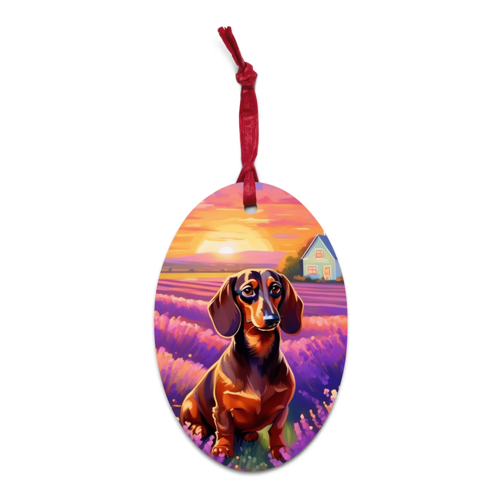PugMug Custom Tan Dachshund Wooden Ornament