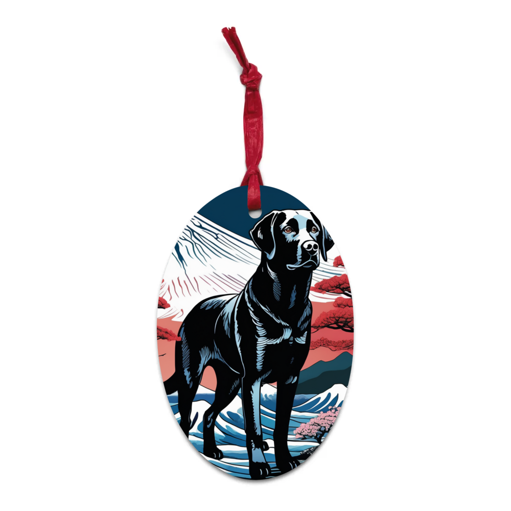 PugMug Custom Black Labrador Retriever Wooden Ornament