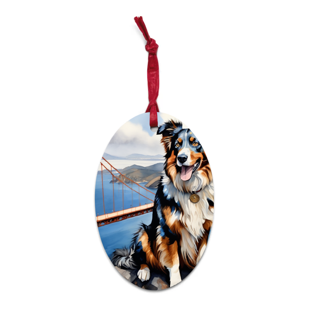 PugMug Custom Australian Shepherd Dog Wooden Ornament
