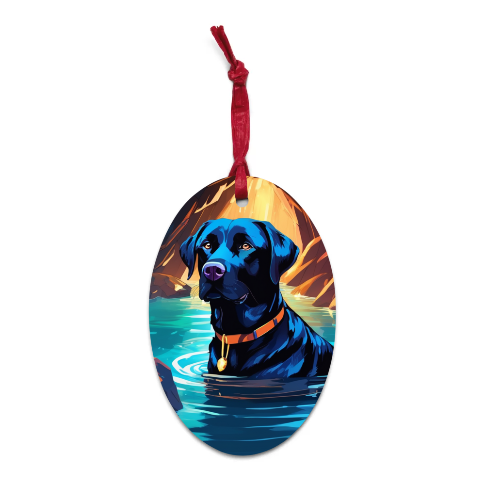 PugMug Custom Black Labrador Retriever Wooden Ornament