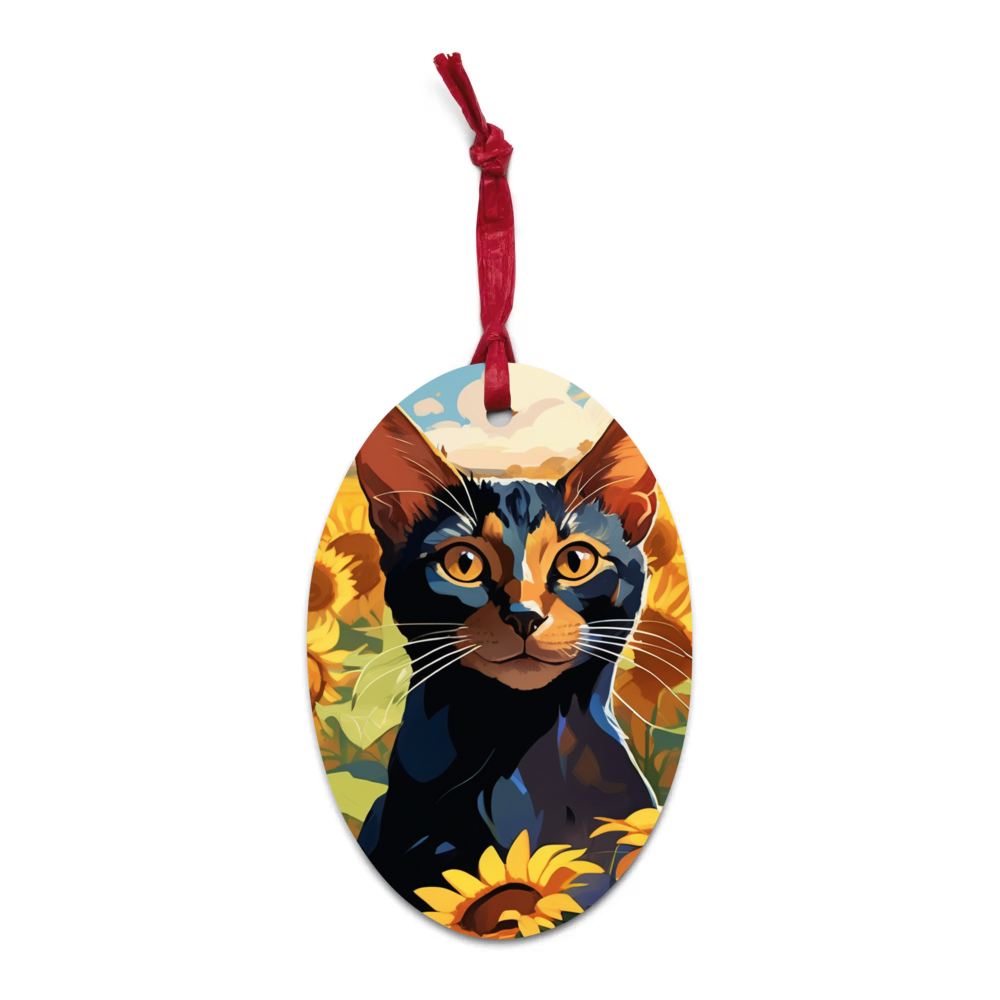 PugMug Custom Black Abyssinian Cat Wooden Ornament