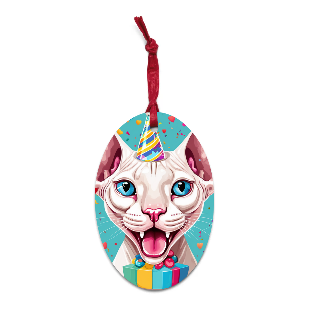 PugMug Custom White Sphynx Cat Wooden Ornament