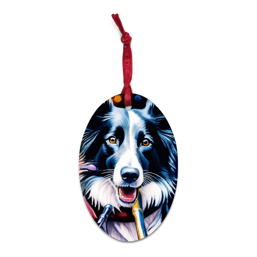 PugMug Custom Border Collie Wooden Ornament