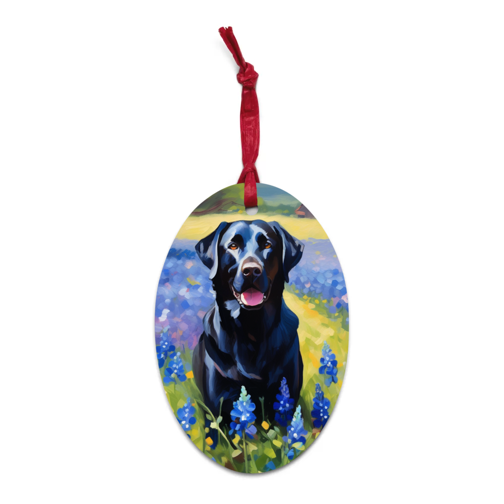 PugMug Custom Black Labrador Retriever Wooden Ornament