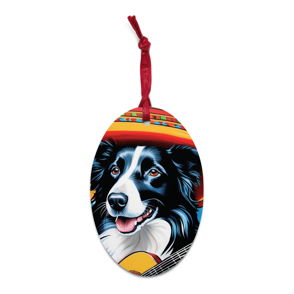 PugMug Custom Border Collie Wooden Ornament