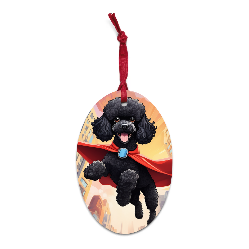 PugMug Custom Black Poodle Wooden Ornament