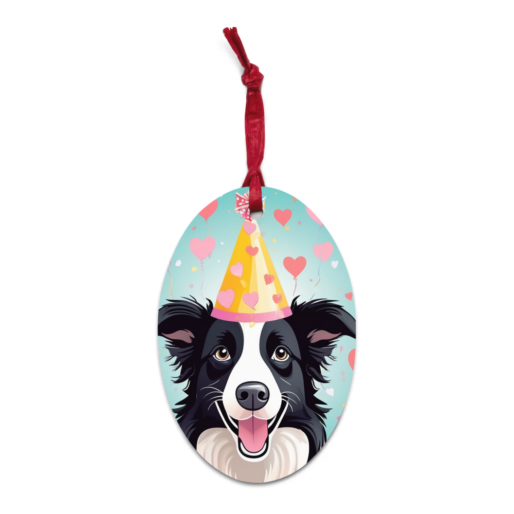 PugMug Custom Border Collie Wooden Ornament