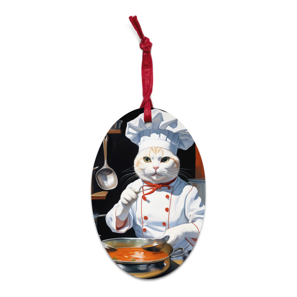 PugMug Custom White Companion Cat Wooden Ornament