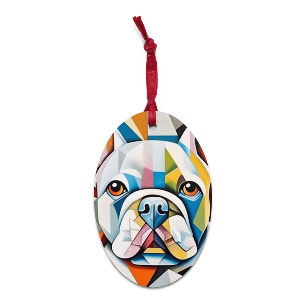 PugMug Custom White French Bulldog Wooden Ornament