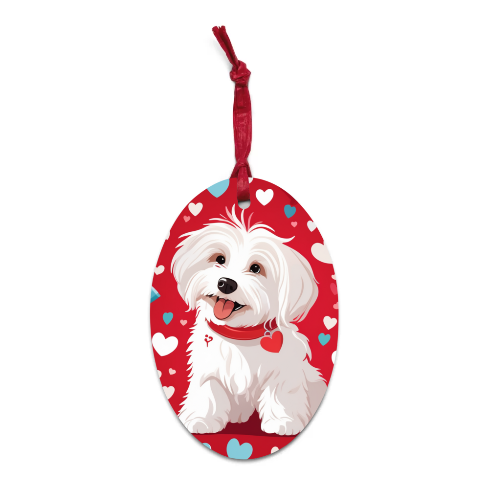 PugMug Custom White Havanese Dog Wooden Ornament