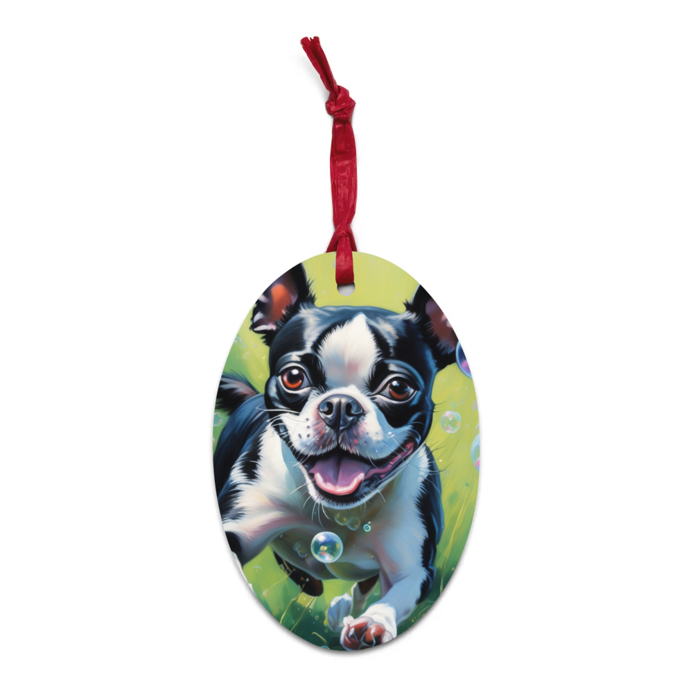 PugMug Custom Boston Terrier Wooden Ornament