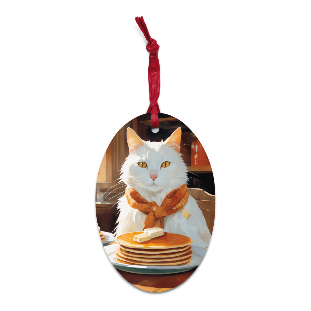 PugMug Custom White Companion Cat Wooden Ornament