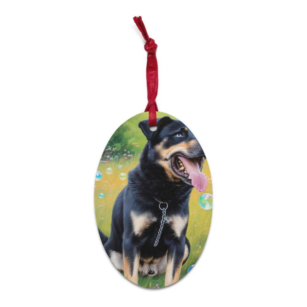 PugMug Custom Blue Wooden Ornament