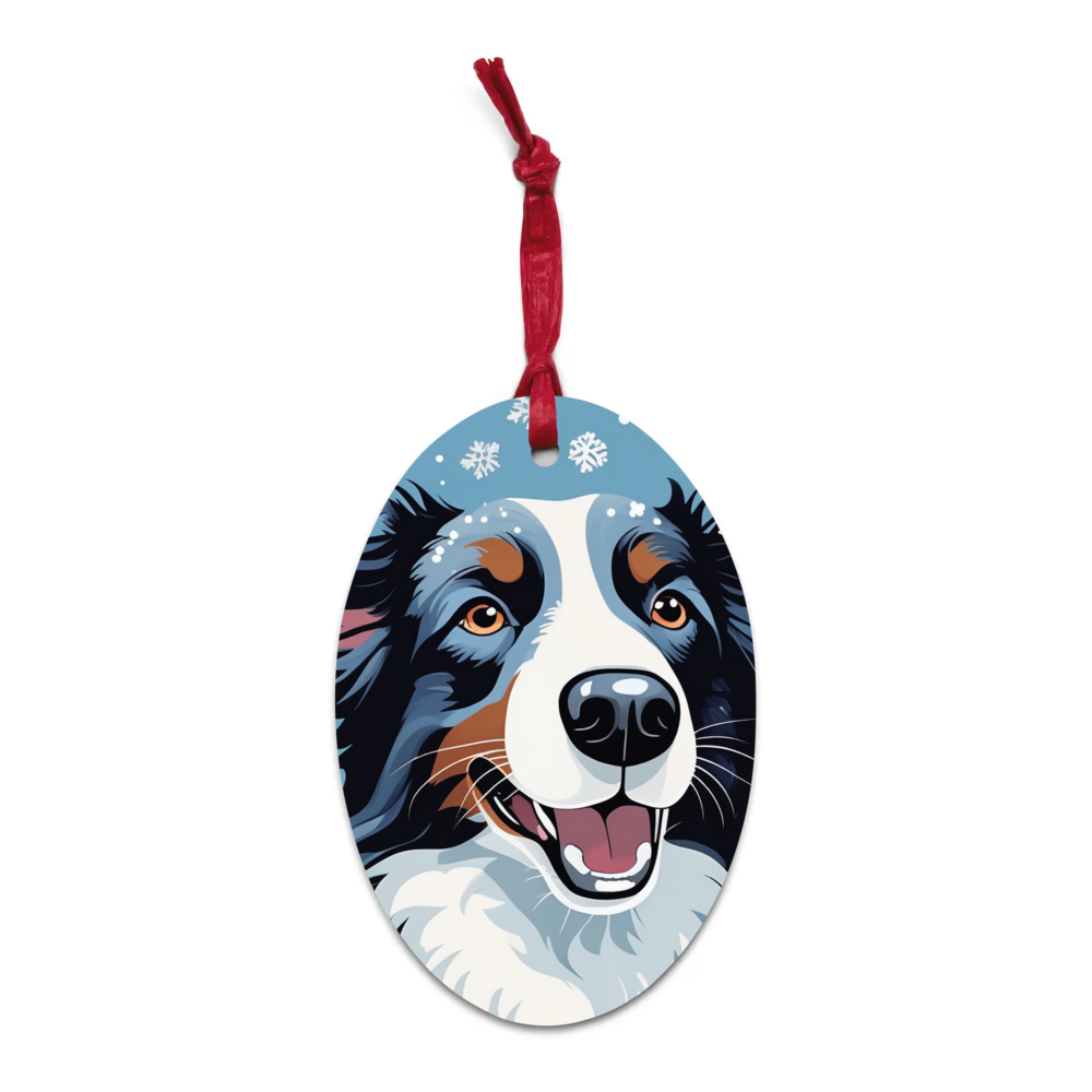 PugMug Custom Border Collie Wooden Ornament