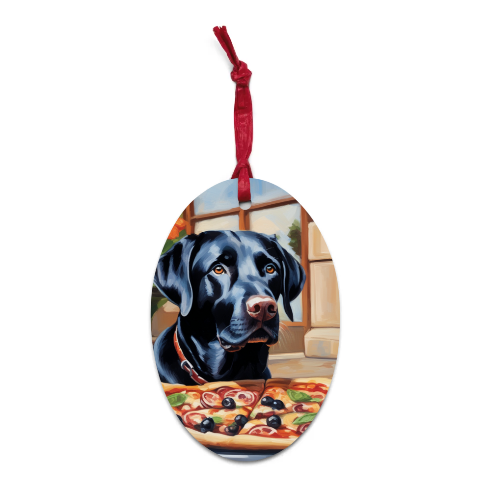 PugMug Custom Black Labrador Retriever Wooden Ornament