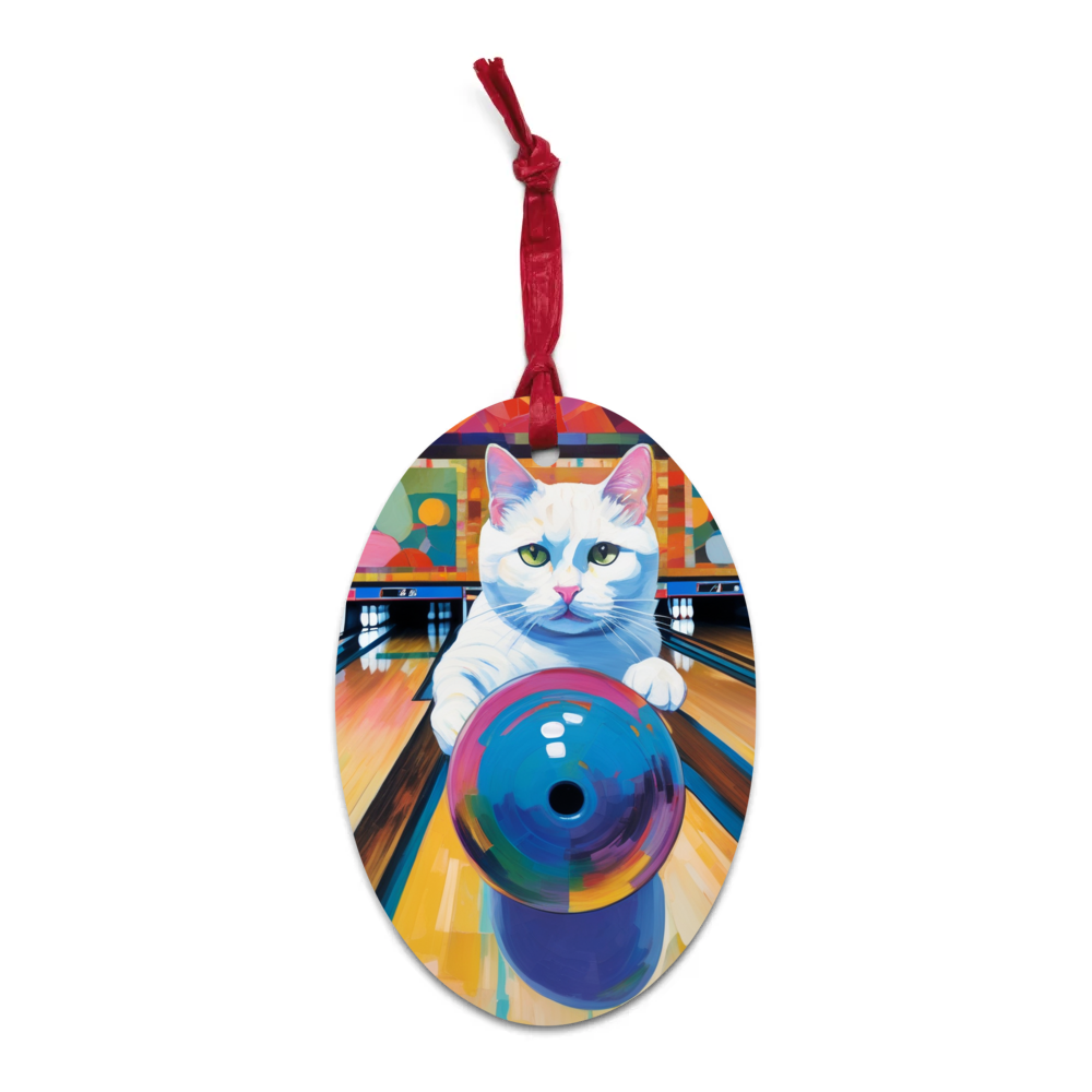 PugMug Custom White Companion Cat Wooden Ornament