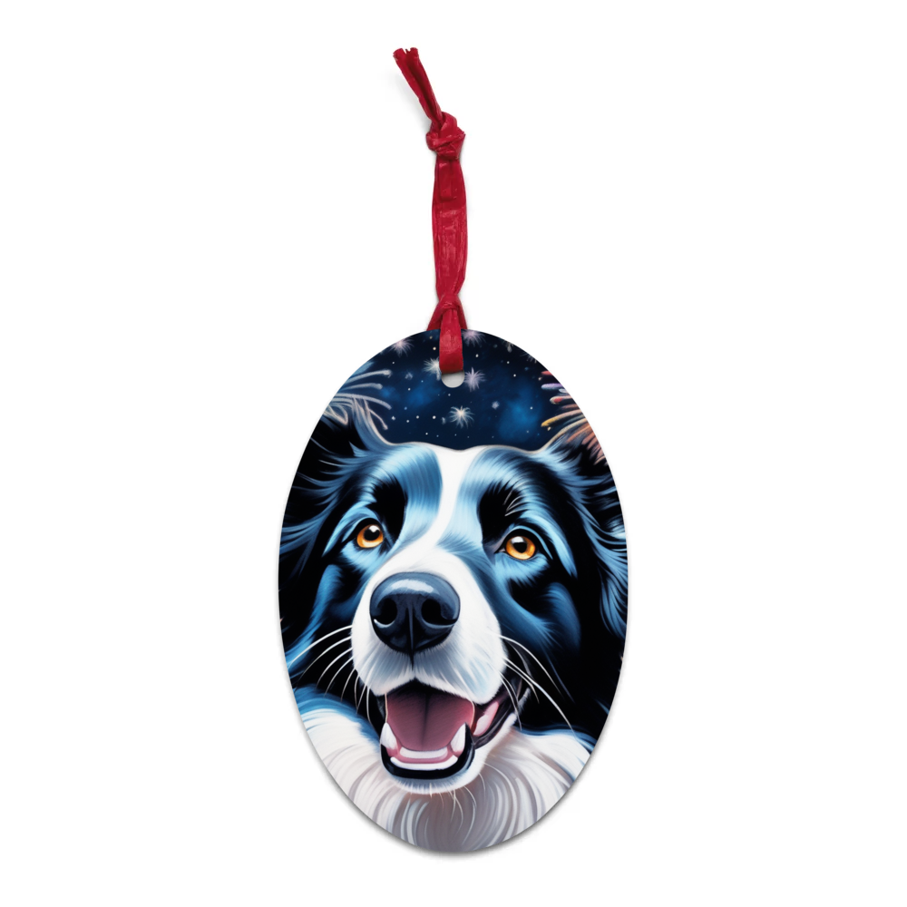 PugMug Custom Border Collie Wooden Ornament