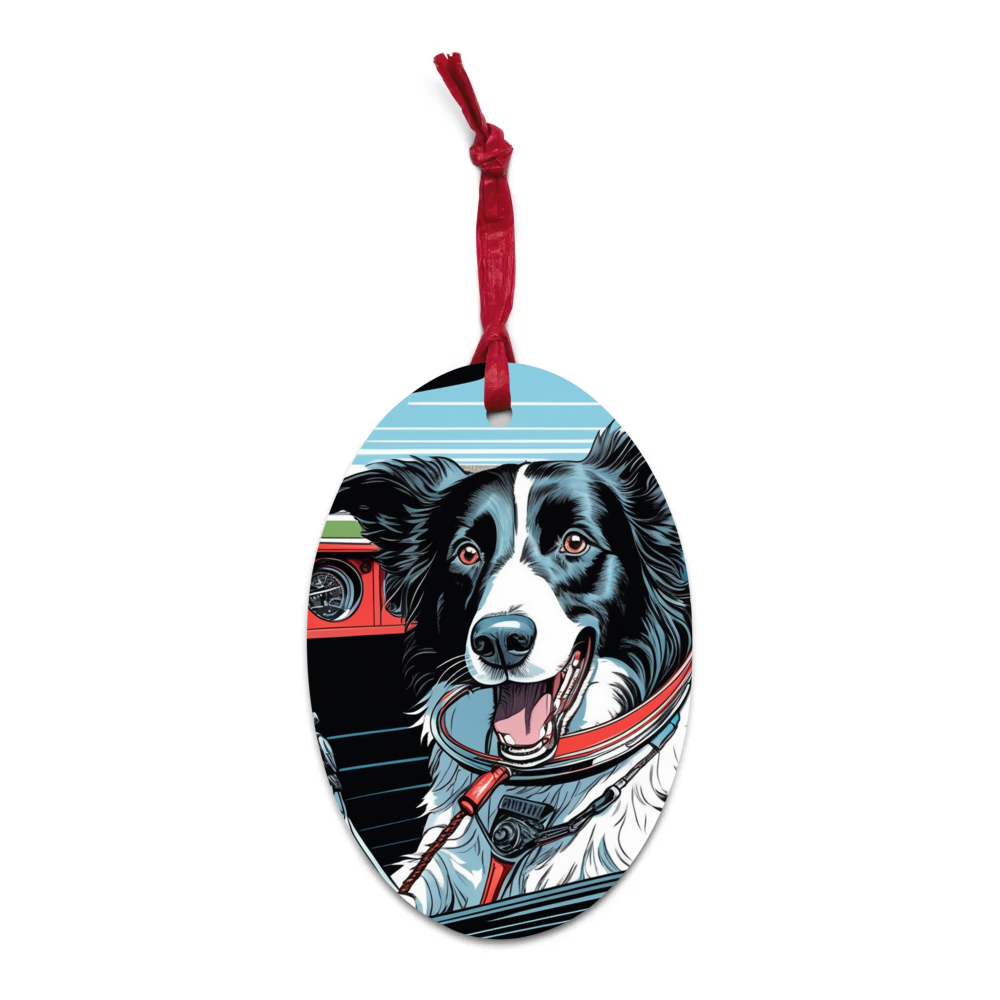 PugMug Custom Border Collie Wooden Ornament