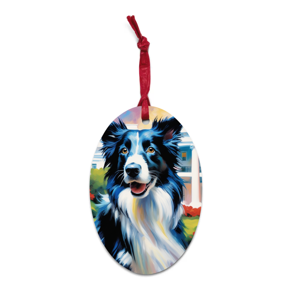 PugMug Custom Border Collie Wooden Ornament