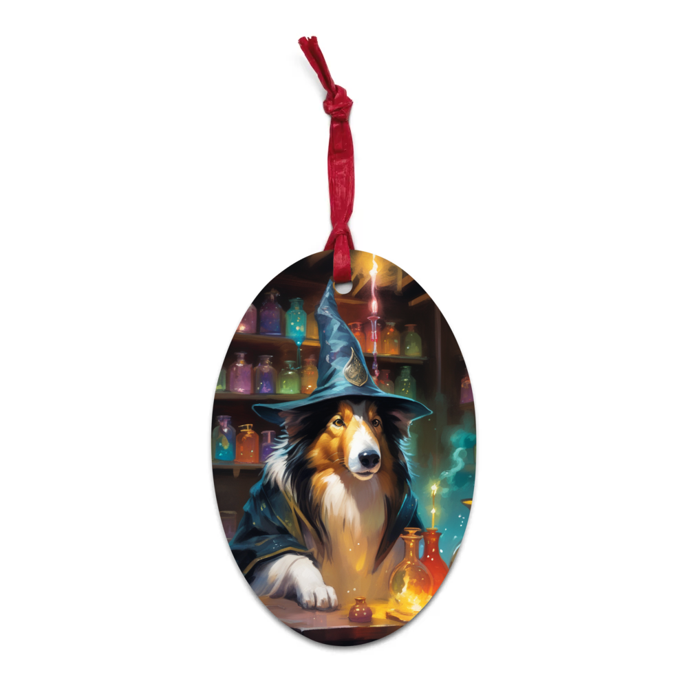 PugMug Custom Collie Wooden Ornament