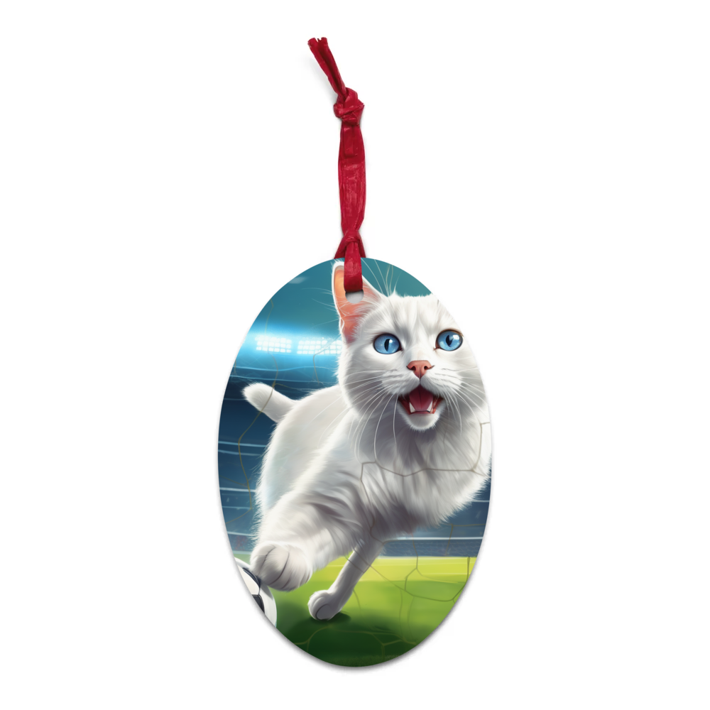 PugMug Custom White Companion Cat Wooden Ornament