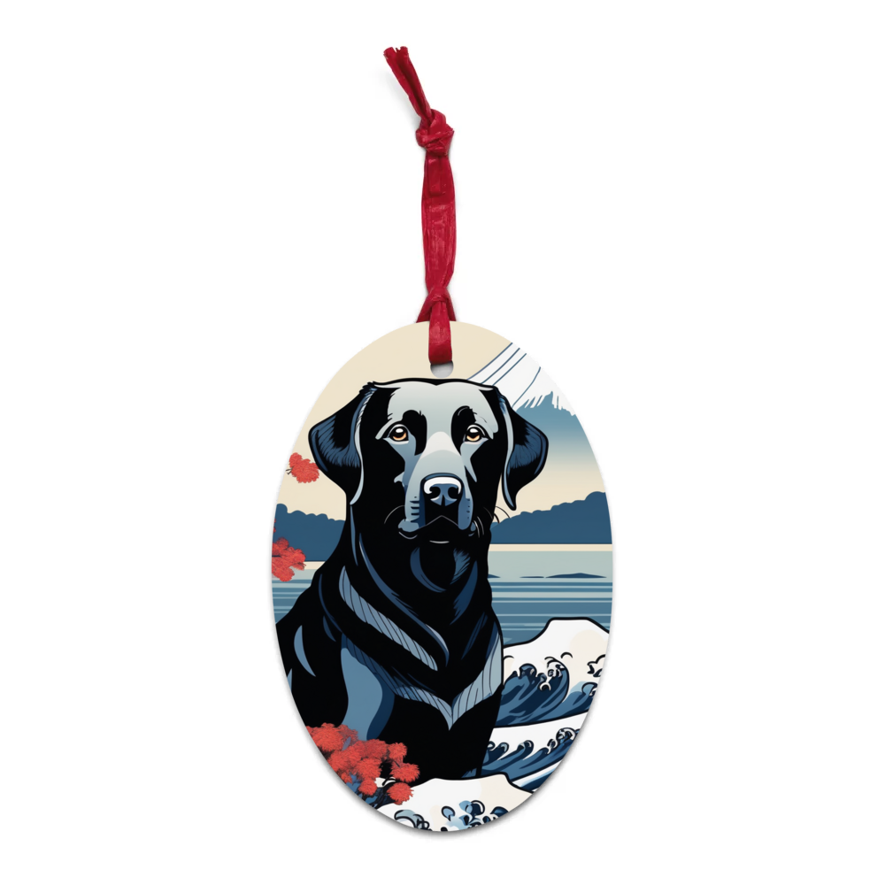 PugMug Custom Black Labrador Retriever Wooden Ornament