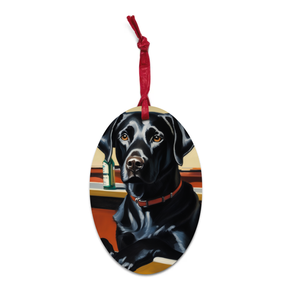 PugMug Custom Black Labrador Retriever Wooden Ornament