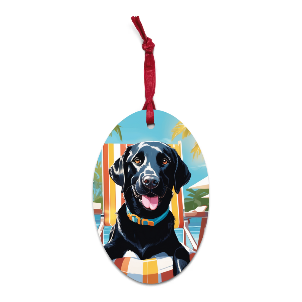 PugMug Custom Black Labrador Retriever Wooden Ornament