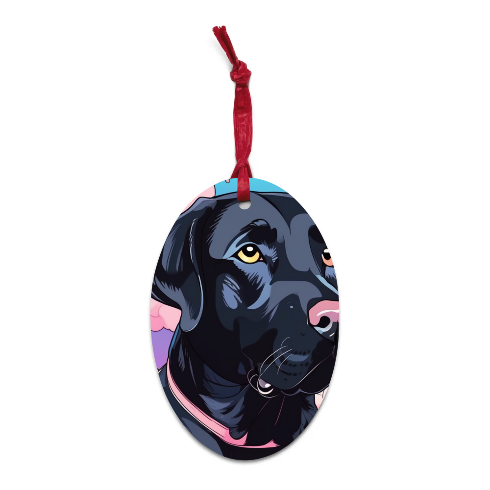PugMug Custom Black Labrador Retriever Wooden Ornament