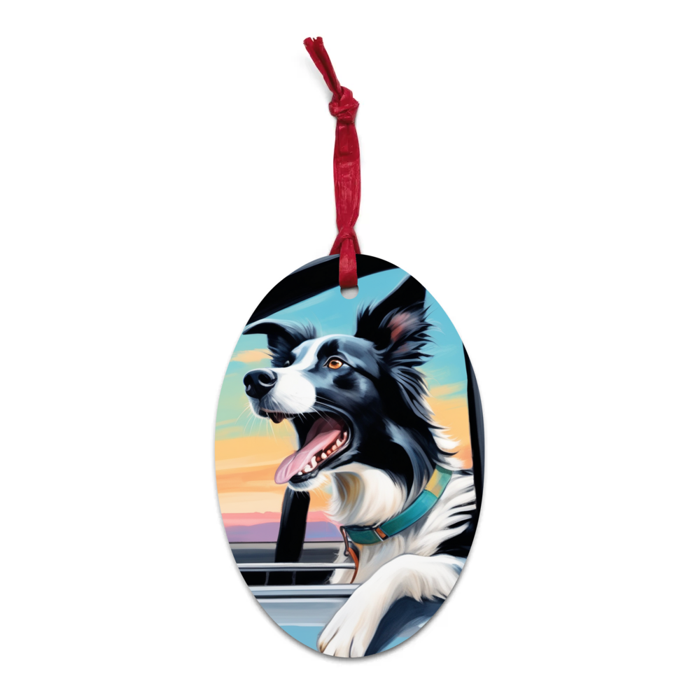 PugMug Custom Border Collie Wooden Ornament
