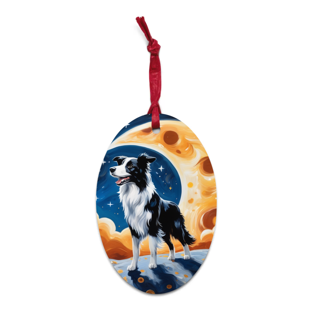 PugMug Custom Border Collie Wooden Ornament