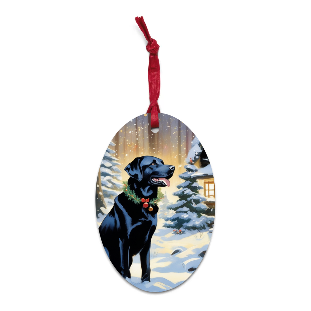 PugMug Custom Black Labrador Retriever Wooden Ornament
