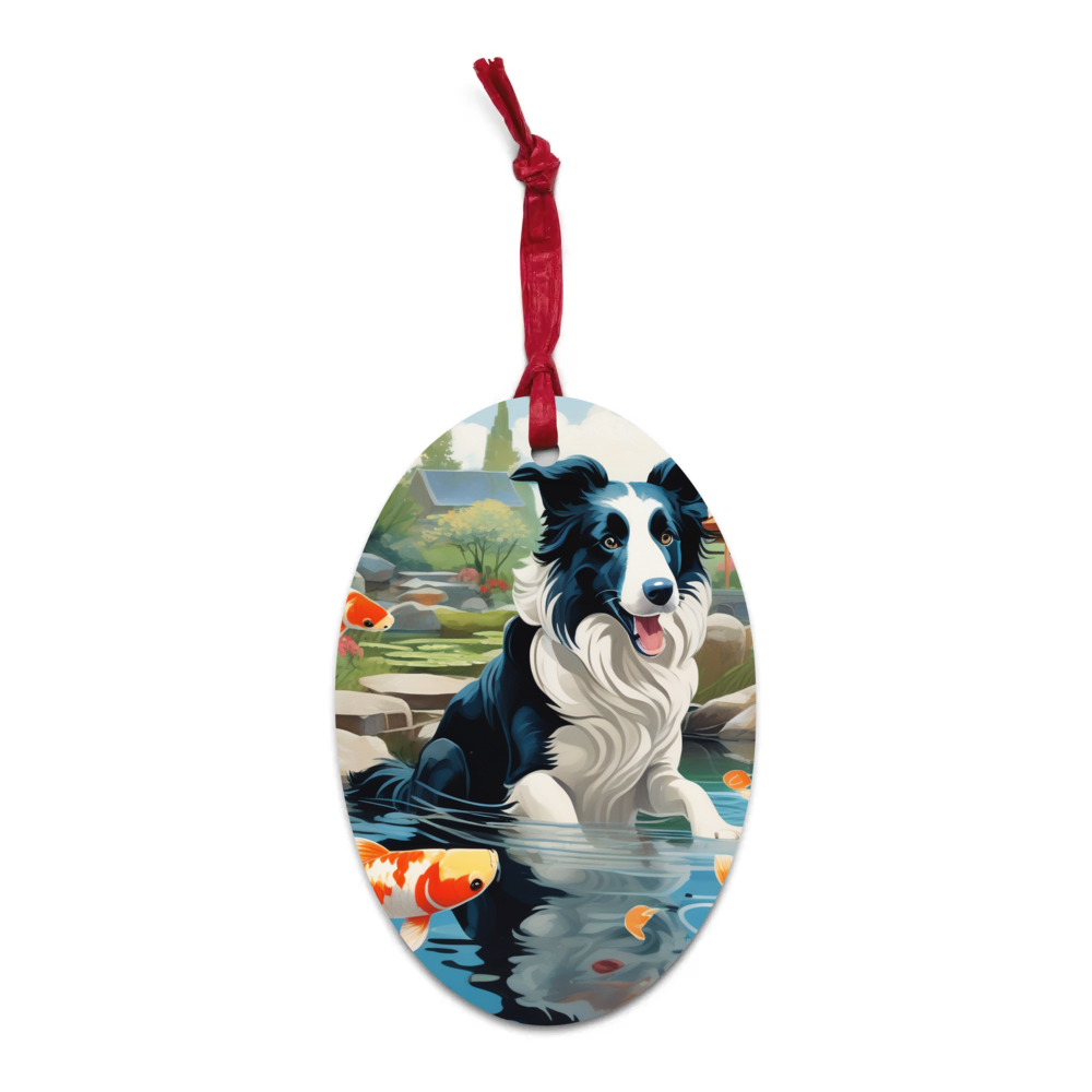 PugMug Custom Border Collie Wooden Ornament