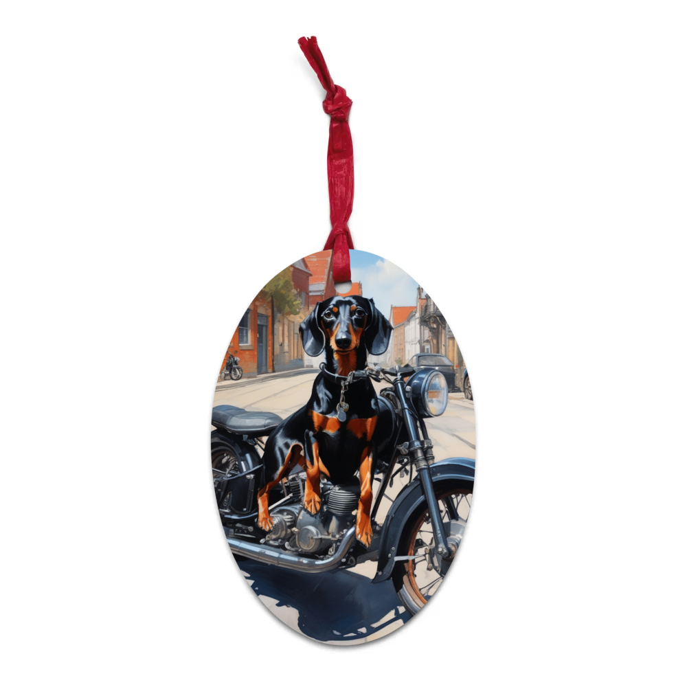 PugMug Custom Black Dachshund Wooden Ornament