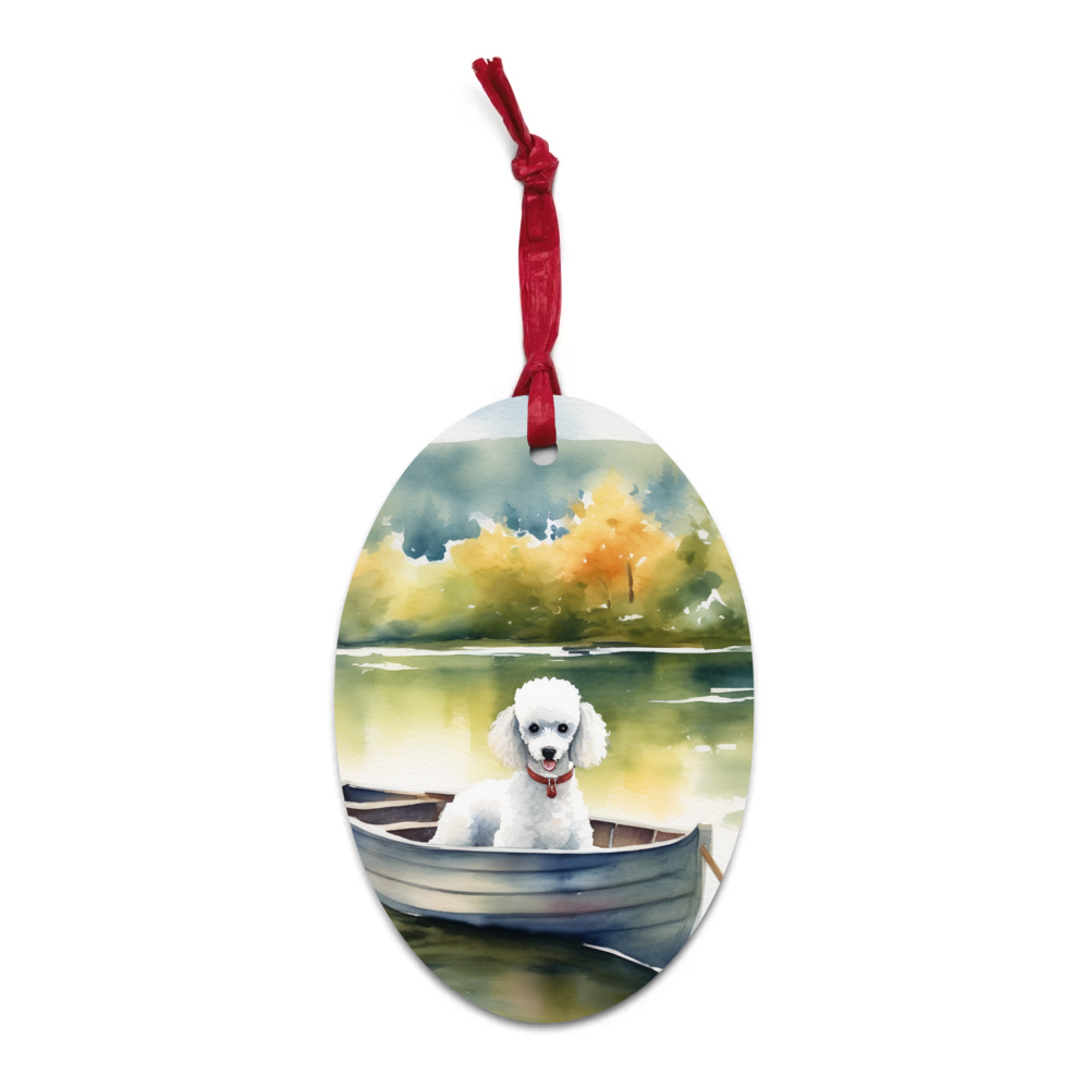 PugMug Custom White Poodle Wooden Ornament