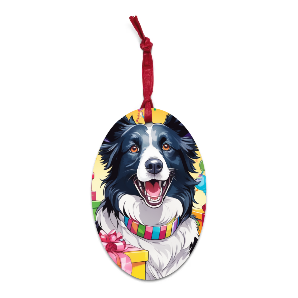 PugMug Custom Border Collie Wooden Ornament