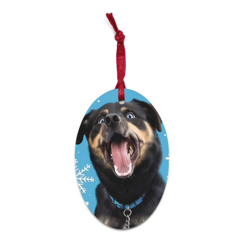 PugMug Custom Blue Wooden Ornament