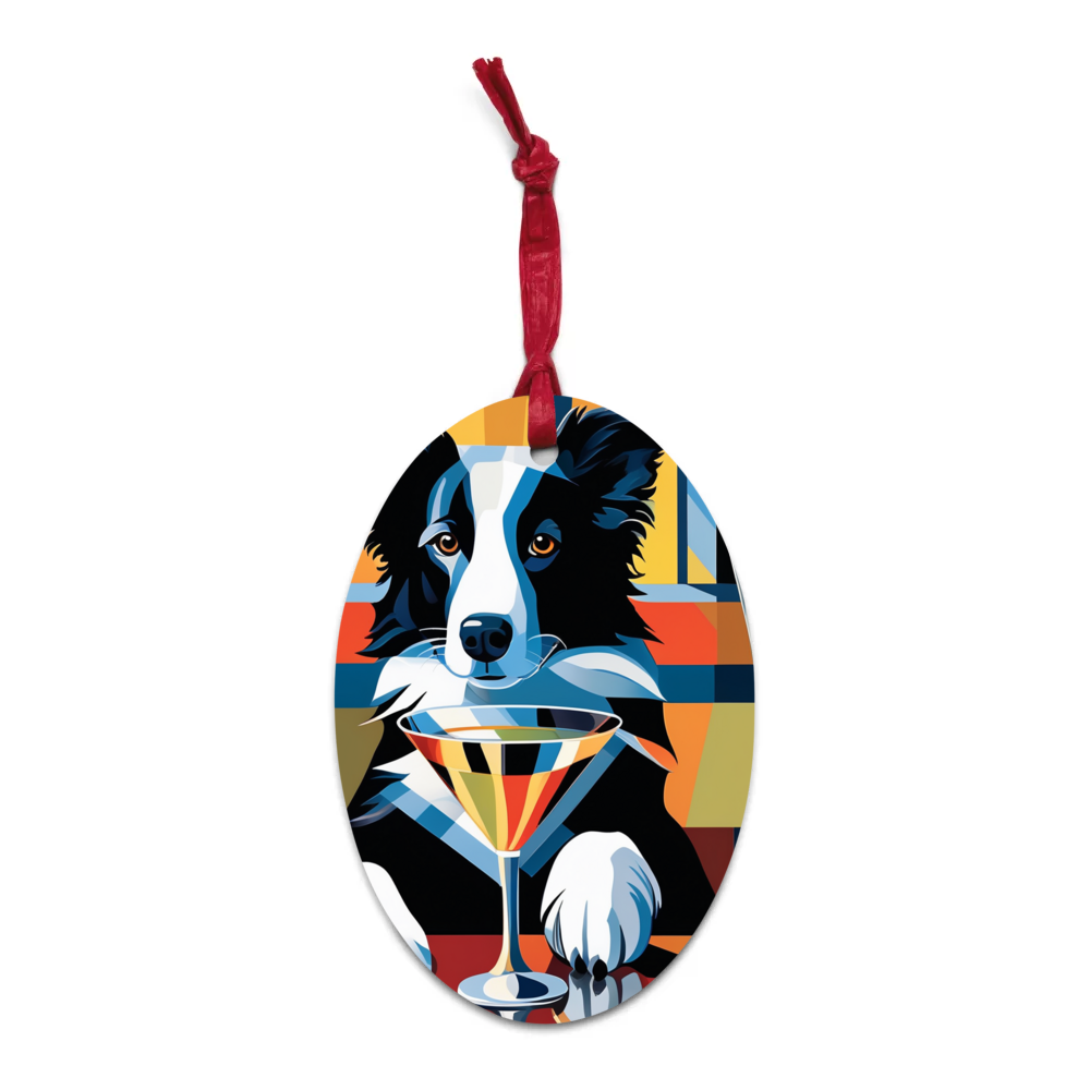 PugMug Custom Border Collie Wooden Ornament
