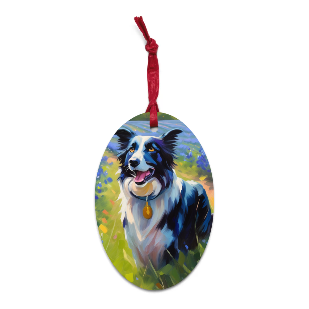 PugMug Custom Border Collie Wooden Ornament