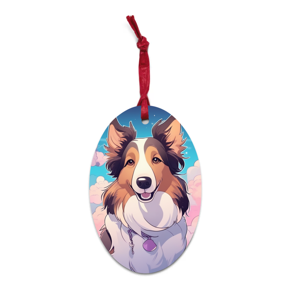 PugMug Custom Collie Wooden Ornament