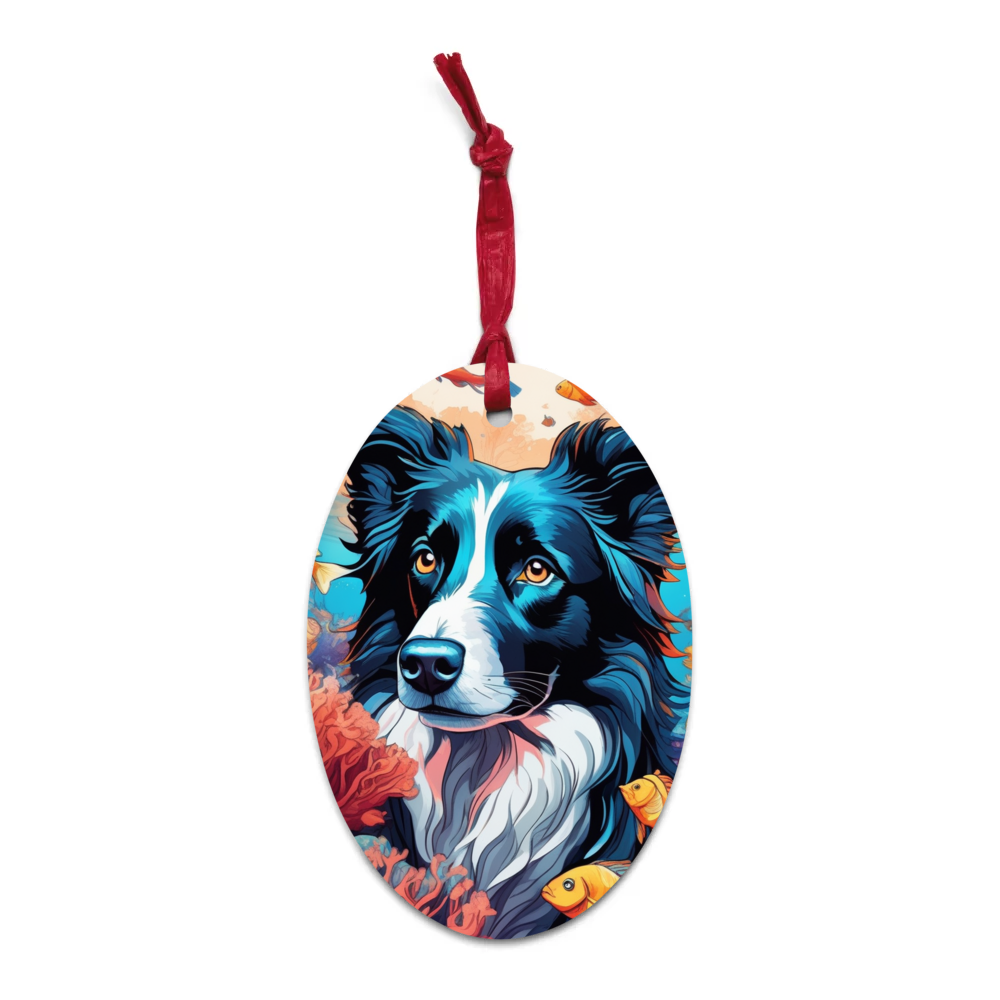 PugMug Custom Border Collie Wooden Ornament