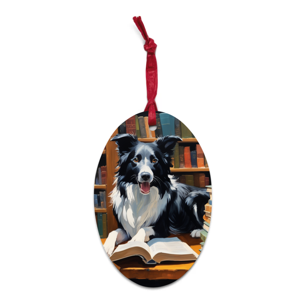 PugMug Custom Border Collie Wooden Ornament